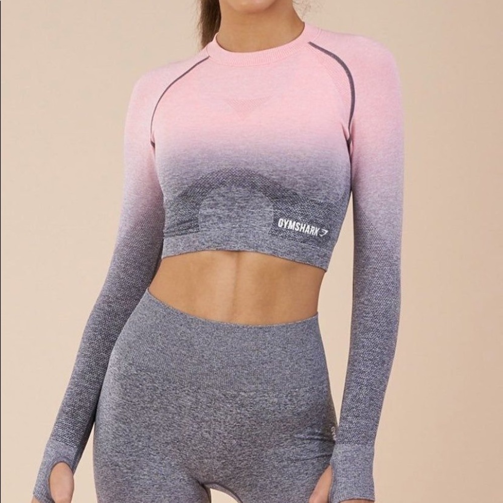 COPY - GYMSHARK Ombre Seamless Long Sleeved Crop …